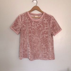 💗A New Day Dusty Rose Crushed Velvet Jacquard Burnout Top Sz S